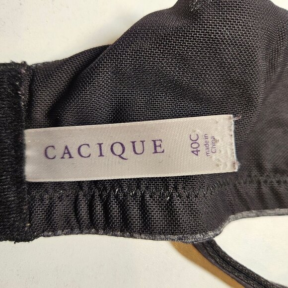 Cacique bra womans 40C True embrace T-Shirt  Grey Black underwire padded - Picture 9 of 11